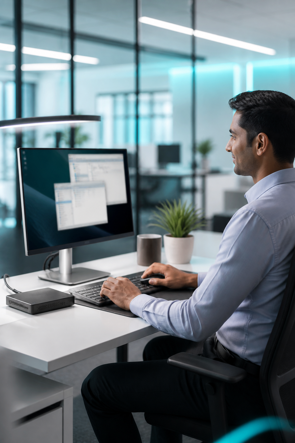 Professional accessing a secure virtual desktop remotely